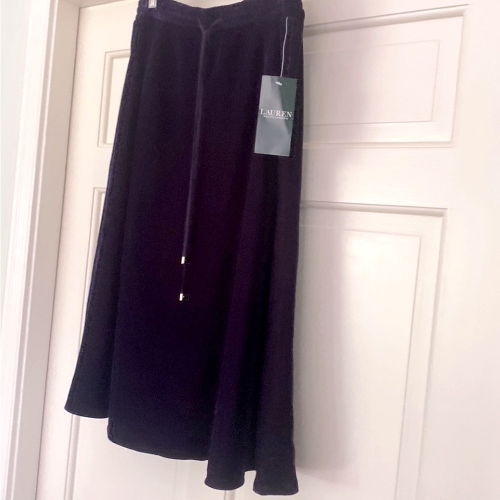 A Line Midi Skirt Purple Velvet Engraved Cords New With Tags Ralph Lauren Medium